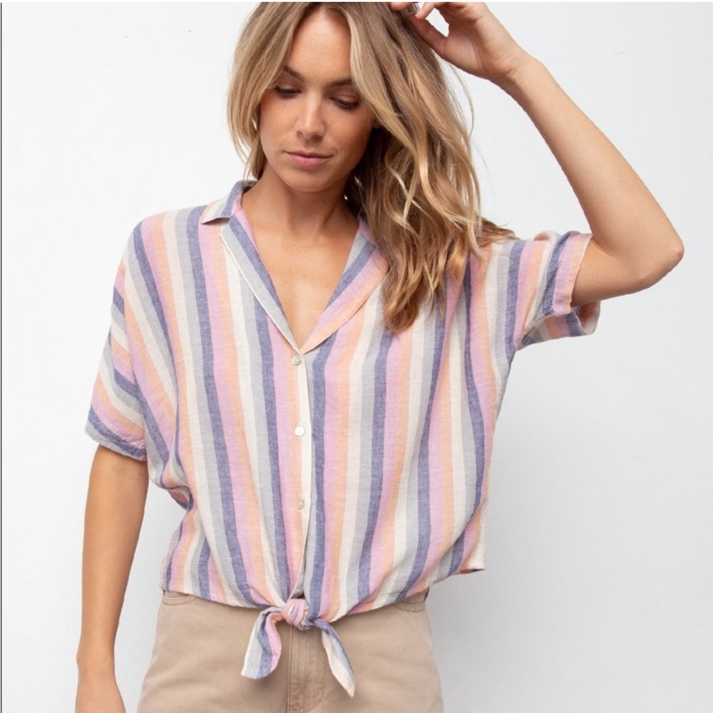 Rails Marley Stripe Tie Front Top size Large